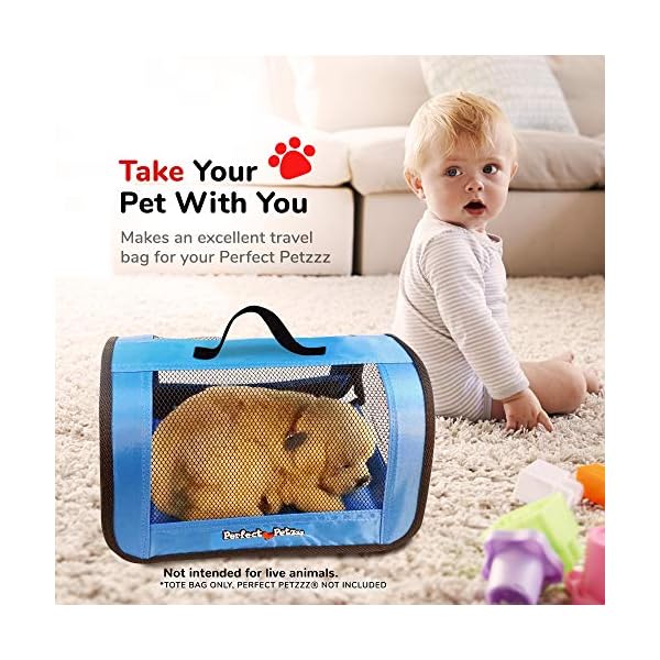 Perfect-Petzzz-Tote-for-Lifelike-Stuffed-Interactive-Pet-Dogs-and-Cats-Nylon-and-Mesh-Toy-Carrier-for-Pet-Animals-Zippered-Carrying-Case-Accessory-Blue Nylon and Mesh Toy Carrier for Pet Animals