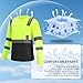 WPLM Hi Vis Long Sleeve Reflective T Shirts Safety Work Shirts Black Bottom Fast Dry for Men Yellow L 6PCS