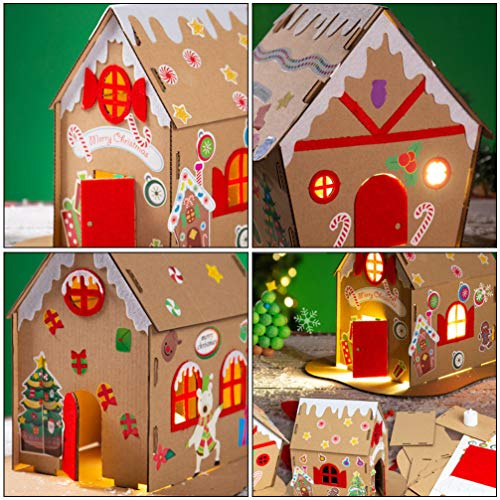 Decoração de mesa de madeira para casa de Natal ExCEART com iluminação de madeira, decoração de alde