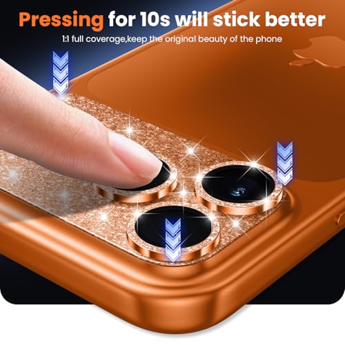 WSKEN for iPhone 17 Pro Max Camera Lens Protector, [Military Grade Shatterproof] [Strong Adhesion] Metal Aluminum Alloy Tempered Glass Camera Screen Protector, Glitter Orange by WSKEN - Used condition - Image 5