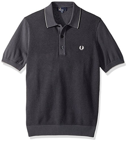 【FRED PERRY】Textured Front Knitted Shirt Buy Fred Perry Men's Textured Knitted Shirt, Charcoal, Medium at