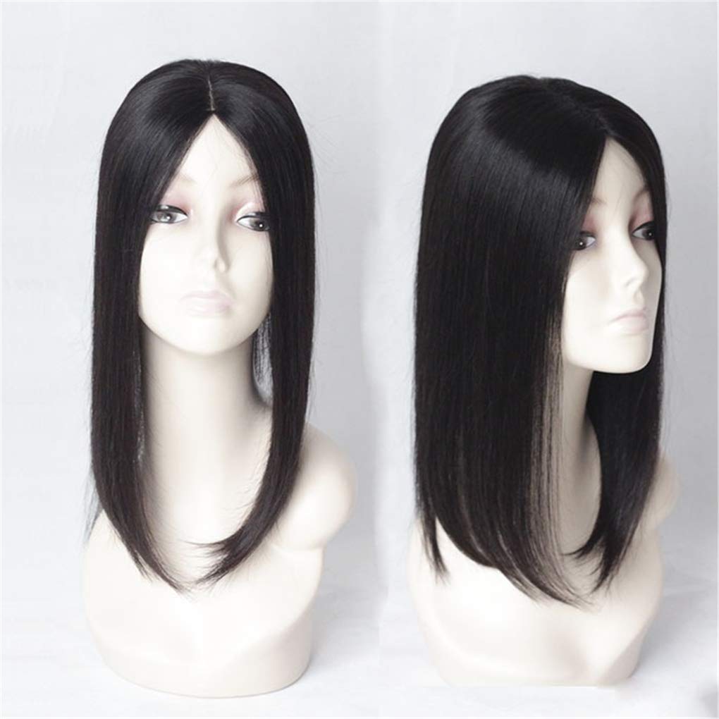 Human Hair Forehead Wig Topper Hand Tied 3 Layers 5.5"x 6.7" Silk Base Top Hairpieces for Women, 16" Chestnut Brown