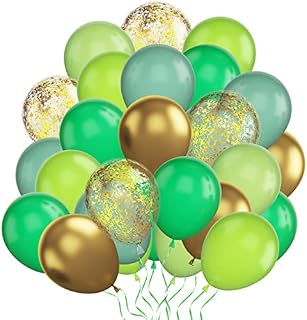 60Pcs Green Gold Balloons Set, 12 Inch Dark Green Metallic Gold Helium Balloons Black Latex Balloons Birthday Balloons For Kids Birthday Decoration Party Balloons For Carnival Party Decorations