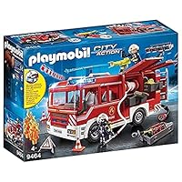 PlayMOBIL 9464 City Action Fire Engine with Working Water Cannon, fire fighter and helicopter Toy, Fun Imaginative Role-Play, Playset Suitable for Children Ages 4+, Vanaf 5 Jaar