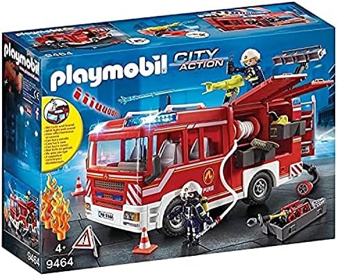 PLAYMOBIL City Action 9464 Pojazd ratowniczy straży pożarnej, z armatką wodną, ze światłem i dźwiękiem, od 4 lat