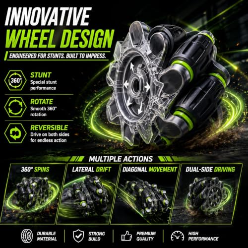 Image of Remote Control Drift Car for Kids, 4WD 360 Rotating Double Sided Stunt RC Car with Rechargeable Battery, USB Type-C Charging, High Speed Flip, BIS Approved Toy for Boys & Girls 3-12 Years