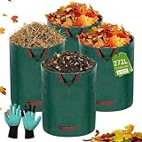 Sacs Déchets Verts 272L×4, Résistant Anti-Déchirure avec Poignées + Gants...