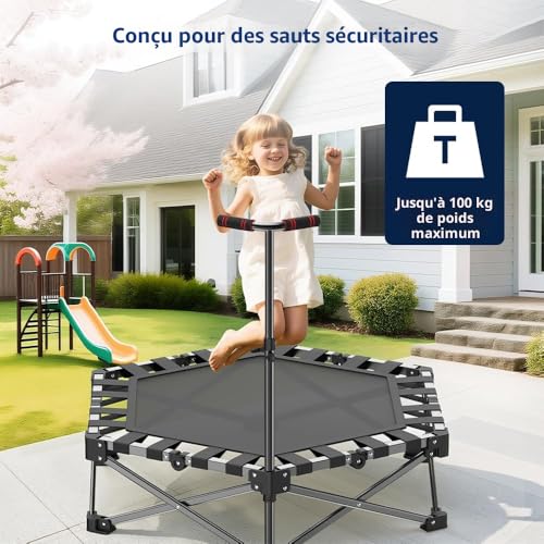 Mini trampoline fitness adulte 50 pouces avec cadre robuste pour entraînement 230 kg