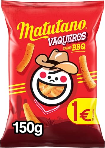 Matutano Vaqueros, Snack con sabor barbacoa, 150 gramos (Paquete de 6)