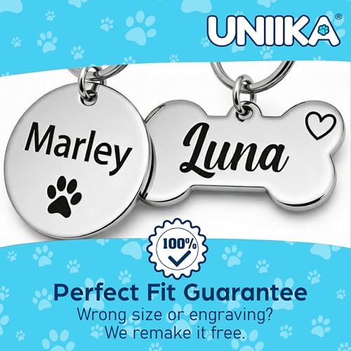 UNIIKA Dog Tags Personalized (Canada Lifetime Replacements) Deep Engraved on Both Side (3 Size Available) - Médaille Custom Pour Chiens et Chats Personnalisée (Small, Gold) — view 2
