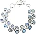 Designer Sterling Silver Overlay Clasp Bracelet with Genuine Rainbow Moonstone Gemstones