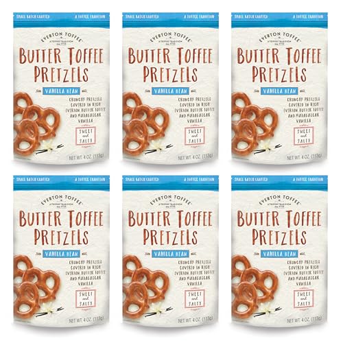 Everton Toffee Vanilla Bean Butter Toffee Pretzels, 4 oz, 6-Pack