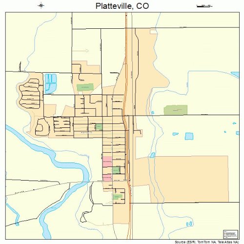 Large Street & Road Map of Platteville, Colorado CO Printed poster