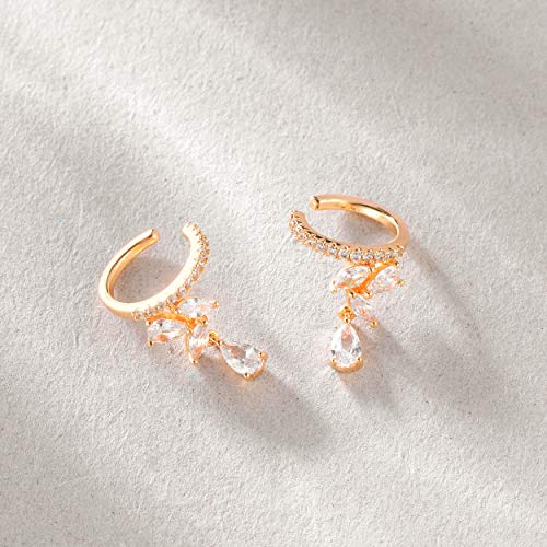 Vacrona Ear Cuff For Women Snake Earrings 14K Gold Plated Earrings Round Clip On Cz Ear Hoop Sparkling Non-Pierced Earrings Helix Wrap Ear Stud Hypoallergenic Earrings For Ear Jewelry Gifts #TOP2