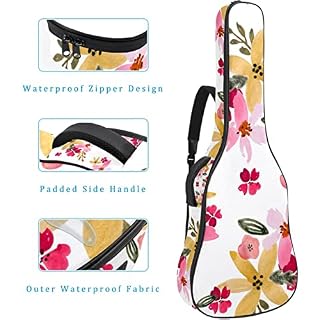 Housse de transport étanche pour guitare avec bandoulière réglable, motif flamant rose, feuilles tropicales, Multicolore… - Les Beatles, Paul McCartney, John Lennon, RIngo Starr, George Harrison Housse de transport étanche pour guitare avec bandoulière réglable, motif flamant rose, feuilles tropicales, Multicolore… – Image 4
