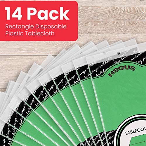 14 Pack Premium Green Plastic Tablecloth - 54 X 108 In. Disposable Rectangle Plastic Table Cloth - Decorative Rectangle Table Cover Smooth Tablecloth - Disposable Table Cloths For Parties, Weddings #TOP2