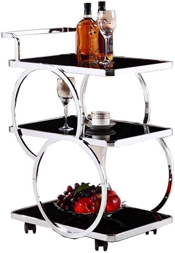 Este Carrito de Bar con Ruedas para el hogar, la Cocina, el Hotel, el Carrito de Almacenamiento con estantes de Varios Niveles es Ideal para Servir Vino, té, postres y más en Bares, cafeterí