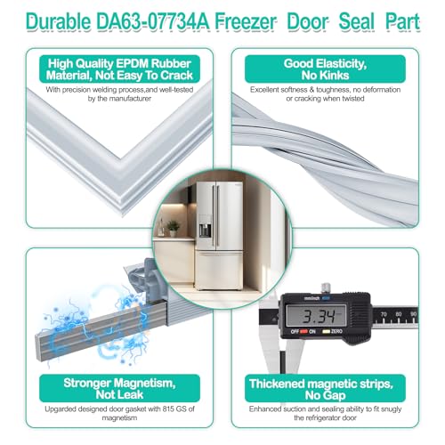 Upgeaded DA63-07734A Freezer Door Gasket Replacement for Samsung Refrigerator Freezer Door Seal, 25.19"x30.9" Refrigerator Seal Replace Part DA97-07722B, 3282668, AP5914681 by Luckman - Image 5