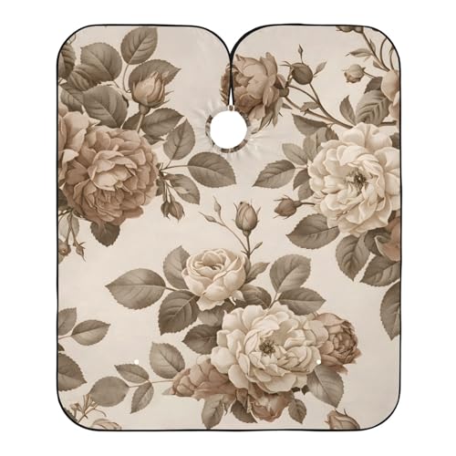 ALAZA Retro Style Rose Floral Barber Cape for Men Women, Waterproof Haircut Apron Beard Shaving Bib Hair Cutting Cloth 55 x 65 Inch