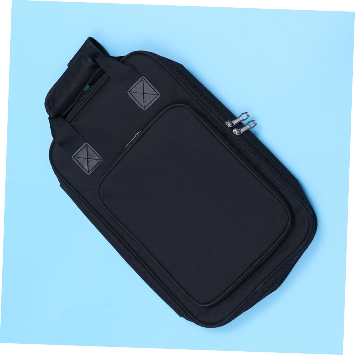 ibasenice Custodia per Bacchette Batteria Zaino in Pvc Nero, Design Curvo e Doppio Gancio, Maniglia per Pratica e Concerto