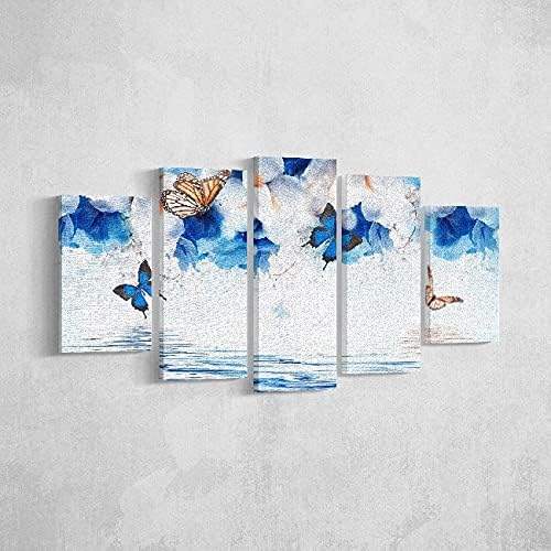 Homemania HM205PKNV-283 Butterfly Blackboard, 5-Piece, Animals, Living Room, Room, Polyester, Wood, 100 x 3 x 60 cm, Multi-Colour