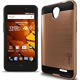 ZTE Maven 2 case, ZTE Prestige case, ZTE Sonata 3 case, CoverON® [Chrome Series] Faux Brushed Metal Hard Slim Fit Hybrid Protective Cover Case For ZTE Maven 2/ Prestige/ Sonata 3 - Rose Gold & Black