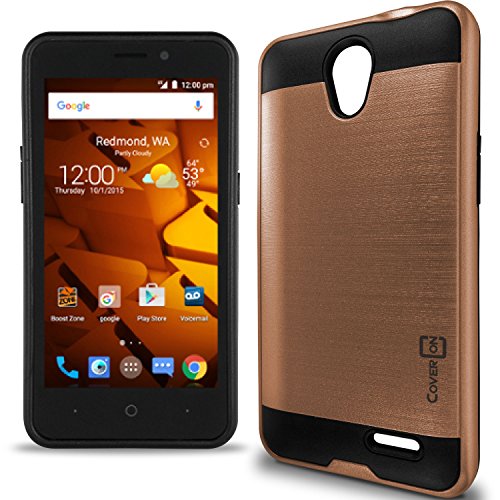 ZTE Maven 2 case, ZTE Prestige case, ZTE Sonata 3 case, CoverON [Chrome Series] Faux Brushed Metal Hard Slim Fit Hybrid Protective Cover Case For ZTE Maven 2/ Prestige/ Sonata 3 - Rose Gold & Black