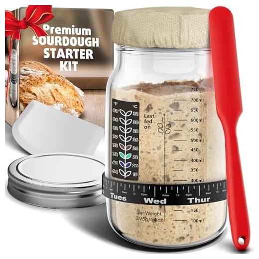 Ultimate Sourdough Starter Jar Kit 31.8 oz - Reusable Jar for Easy Bread Baking - Perfect to Make Your Sour Dough Starter - Easy to Use & Clean - Complete Sourdough Starter Kit - Great Christmas Gift