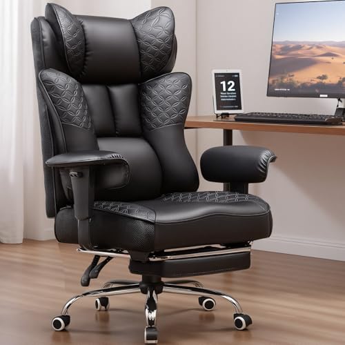 GTPLAYER Big and Tall Office Chair 400LBS Wide Ergonomic Gaming Chair with Deluxe Embossing Designed Leather with Foot R - Additional View
