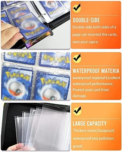 For Pokemon Card Binder 400 Pockets, Trading Card Binder with with 50 Removable Sleeves for Pokemon, TCG, Yu-Gi-Oh, Yoto, Skylander, PM, Gx Ex, Football Cards,Baseball Card, Game Cards