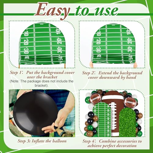 Foilswirl 34 Pieces Football Party Decorations 4ft 5ft 6ft Football Spandex Arch Backdrop Cover Dark Green Black Beige Brown Foil Balloons for Sports Game Birthday Party Decor by Foilswirl - Image 4
