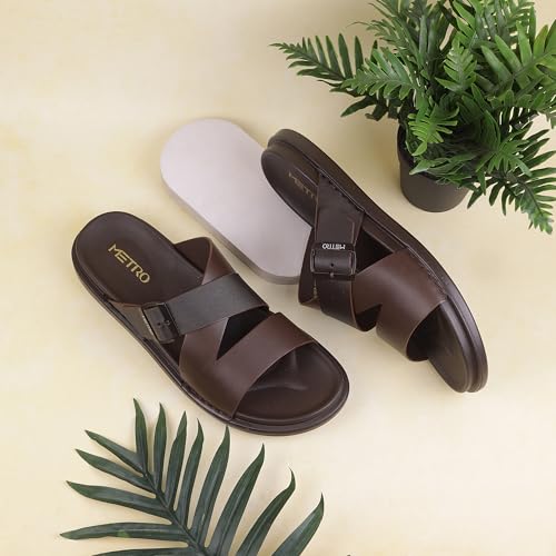 Image of Metro Men Slip-on Open Toe Comfort Chappal UK /6 EU /40 (16-902)