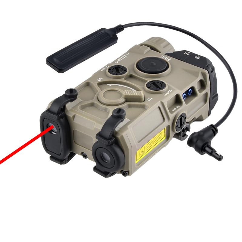 Nylon Box Aiming OG Laser Sights(with Red/Green/Blue Laser+IR Laser+White Flashlight), & M600C Strong LED Flashlight, & AX Modular Dual Wire Remote Pressure Switch(SF+Crane Plug) Combo,Tan
