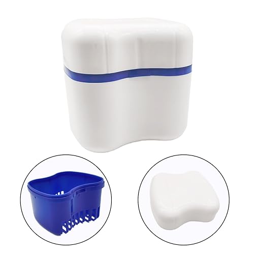 Miniatura 4 de Easyinsmile Estuche de baño para dentaduras postizas con cepillo para viajes, vasos de dentadura para remojar dentaduras postizas, contenedor de