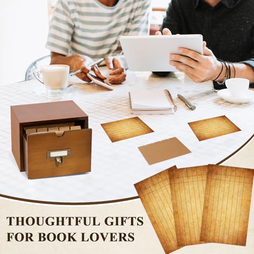 Porta-cartões de biblioteca vintage 3 x 5 com gaveta, 30 peças de catálogo, armário de cartão de índ