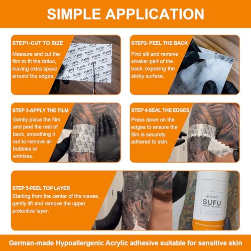 Image of PEPAX SUFU Tattoo Aftercare Bandage - 4 inchx 10 Yard Second Skin Tattoo Cover Up Patch Waterproof Tattoo Bandage Breathable Tattoo Cover Up Tape Transparent Tattoo Wrap for Healing Tattoo Protection Film
