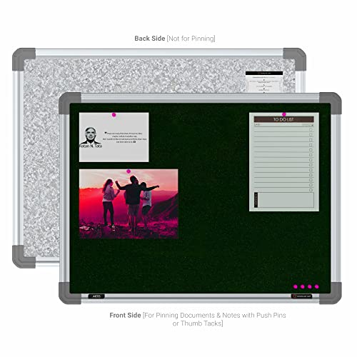 Image of Scholar Art Metis 1.5x2 Feet Fabric Pin-up Display Board for Study Room & Wall | High Strength Velvet Cloth + High Density Soft Board for Pinning Photos, Sticky Notes & Reminders (Dark Green)