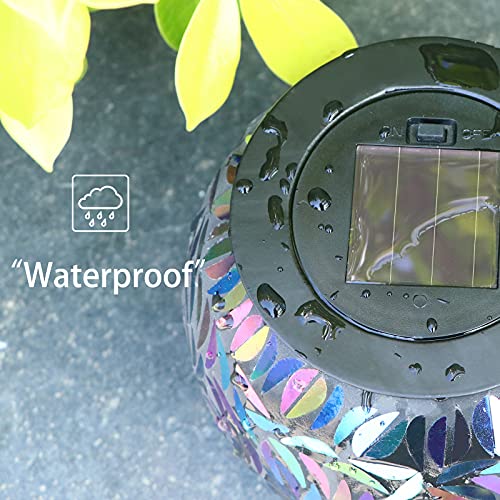 Vcuteka Mosaic Solar Light - Outdoor Table Lamps Waterproof Solar Glass Ball Led Garden Lights, Solar Table Lantern For Patio, Party, Yard, Indoor Decorations Ideal Gift, Purple #TOP4