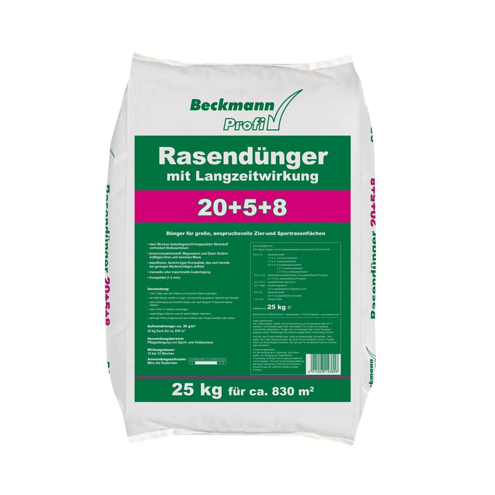 Beckmann 25kg für 830m² Rasendünger mit Langzeitwirkung