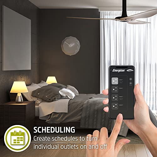 Image of Energizer Connect 6 Outlet Smart Surge Protector, 1,200 Joules, Remote Access /Custom Schedules, Compatible with Alexa /Siri /Google Assistant, Low Profile Angled Plug, 3ft Cord, Connect to Your Wi-Fi