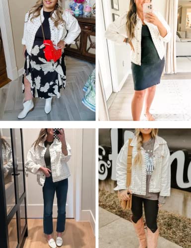 Puwei Dressy Rivet Studded Denim Jacket For Women Western Distressed Washed Crop Jean Coat thumb #4