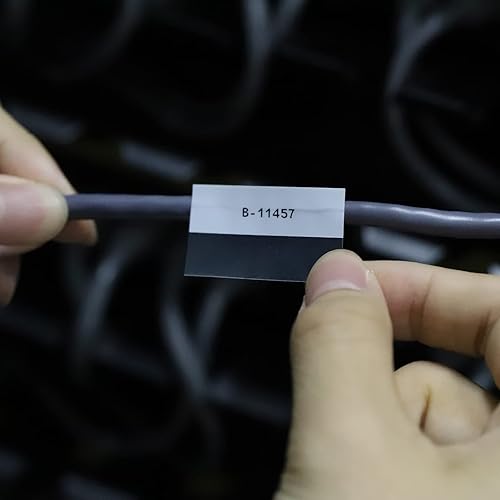 Miniatura 4 de Etiquetas autolaminables compatibles M21-750-427, alambre y cable de vinilo negro sobre blanco, cinta de 0.75 pulgadas para paneles de