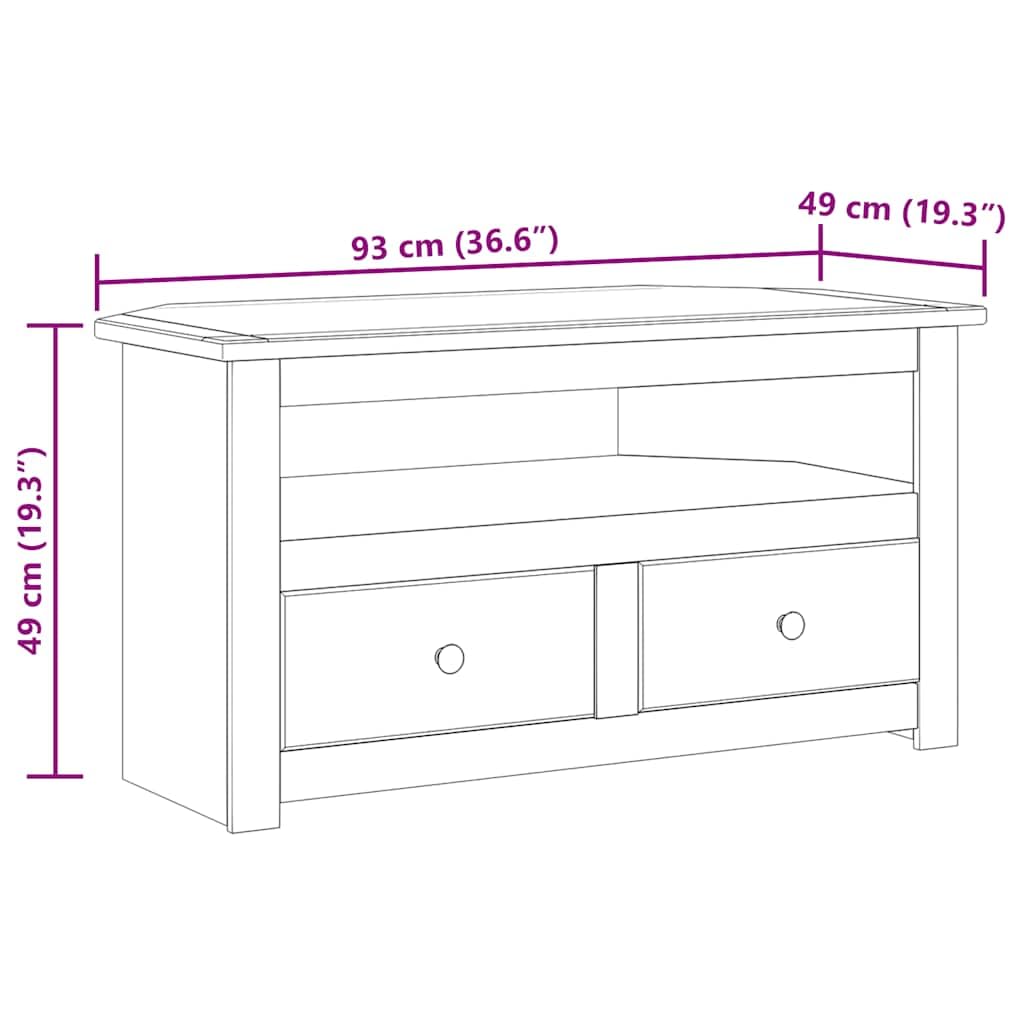 vidaXL Mueble esquinero de TV Madera de Pino Estilo Panamá 93x49x49 cm