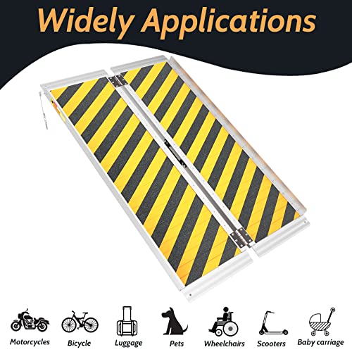 Kredman Foldable Wheelchair Ramp For Home, Non-Skid Portable Ramps For Steps, Threshold Ramp For Doorway, Steps, Stairs, Curbs, Aluminum Foldable Mobility Scooter Ramp #TOP5