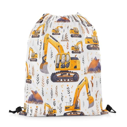 Feelyou Excavator Drawstring Backpack Tractor Truck Gym String Bag Tractor Machinery Construction Vehicle Sports Drawstring Sackpack Cartoon Truck Drawstring Bags2