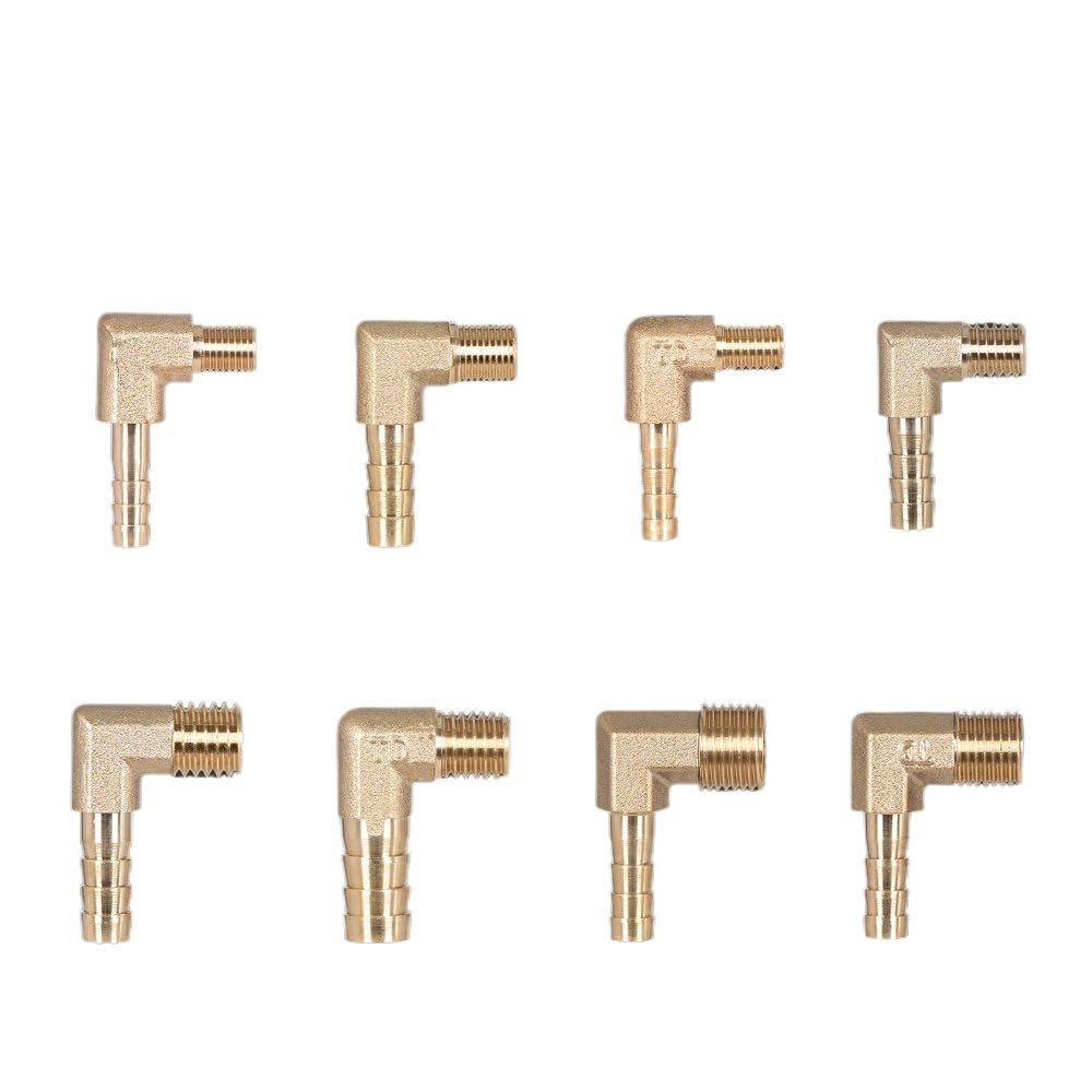 Raccordo a gomito a 90 gradi in ottone per tubo flessibile, maschio metrico M5 M6 M8 M10 x 4 5 6 8 10 mm, per casa e giardino, M8x1,0 a 8 m