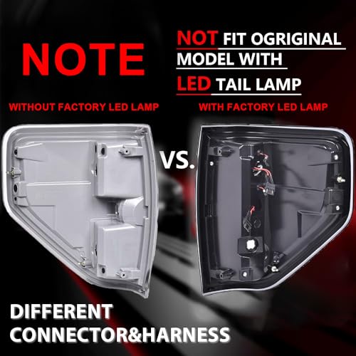 G-PLUS Tail Lights Brake Lamps w/Bulb Compatible with Ford F150 2009-2014 FO2818148, FO2819148 Clear Lens Luces Traseras, Faros Traseros Left & Right Rear LampsAssembly