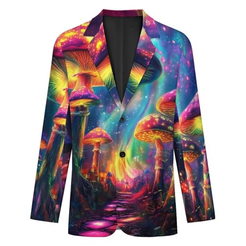 Tie Dye Mushroom Print Mens Blazer Casual Sport Coats Two Button Suit Jacket for Travel Wedding4