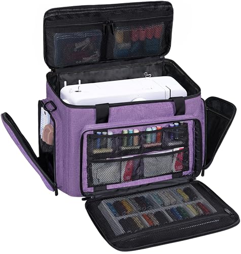 Image of Sewing Machine Carrying Case with Multiple Storage Pockets Large Capacity, Universal Tote Storage Bag Compatible with Most Standard Singer, Brother, Janome