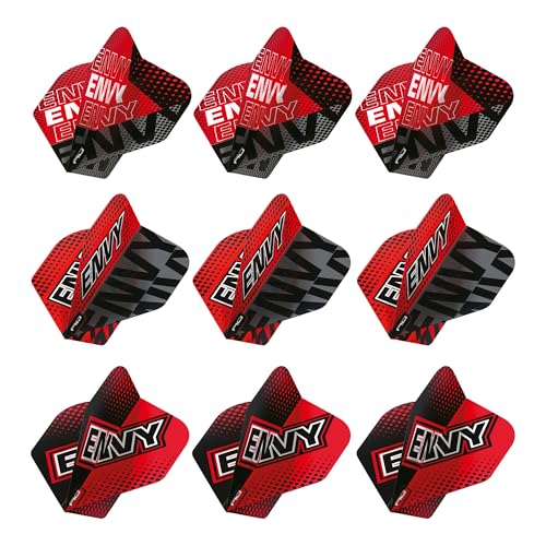 RED DRAGON Darts – Envy-Flight-Pack (insgesamt 9 Stück) Extra Dicke 100 Mikron – Standard-Dart-Flights – Professionelles Dartzubehör